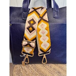 Crossbody Purse Chevron Pink Yellow White Brown Bag Strap Guitar Strap NEW